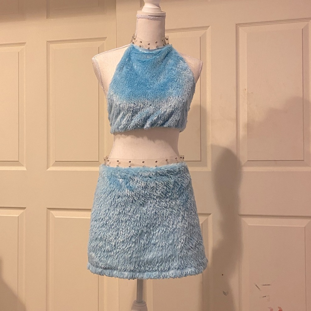 Baby Blue Furry Two-Piece